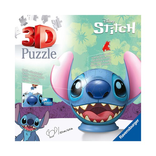 Ravensburger - 3D Puzzle Stitch con orejas, Puzzle Ball, 72 Piezas, 6+ Años