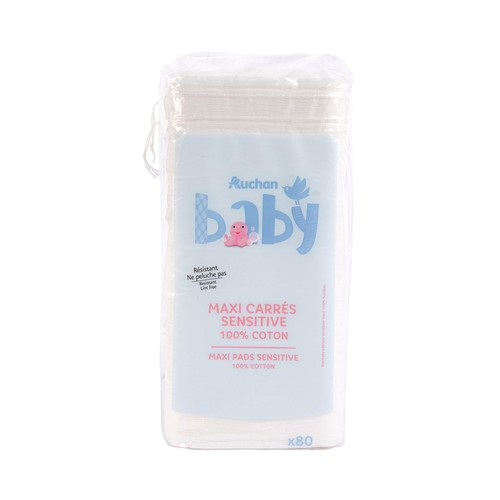 PRODUCTO ALCAMPO Baby Almohadillas cuadradas de algodón 100%, gruesas y sin pelusas 80 uds.