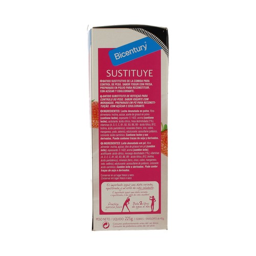 BICENTURY Batido con sabor a yogur con fresas Sustituye de BICENTURY 225 g.