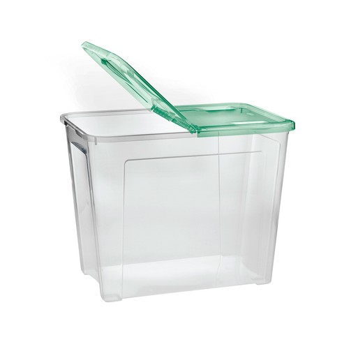 Caja de ordenación transparente con tapa y ruedas, 60 litros. ACTUEL.