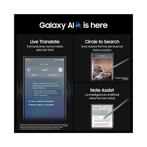 SAMSUNG Galaxy S24 Ultra 5G gris, 512GB + 12GB Ram, móvil 17,2cm (6,8). SM-S928BZTHEUB.