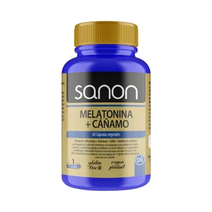 SANON Melatonina + Cáñamo (Amapola californiana, valeriana, GABA y semillas de cáñamo) 60 cáp. 545 gr