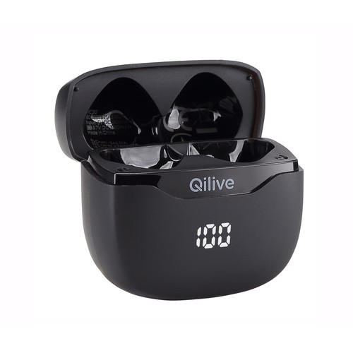 Auriculares inalámbricos Bluetooth QILIVE Q.1621, color negro, autonomía 24 horas, cancelación de ruido, color negro