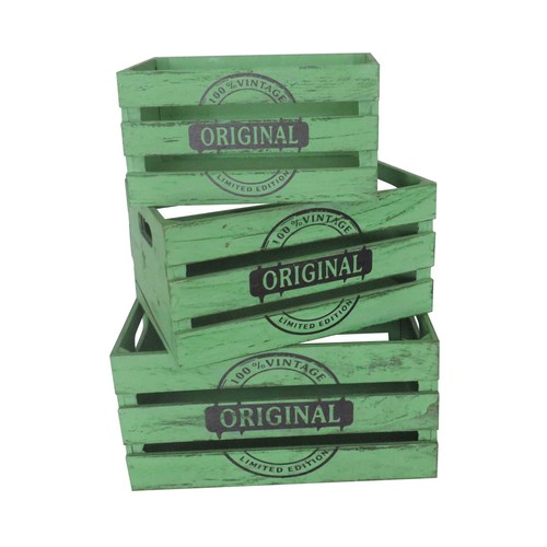 Caja 36x26x18cm rectangular tallada, azul o verde. CAMILLO