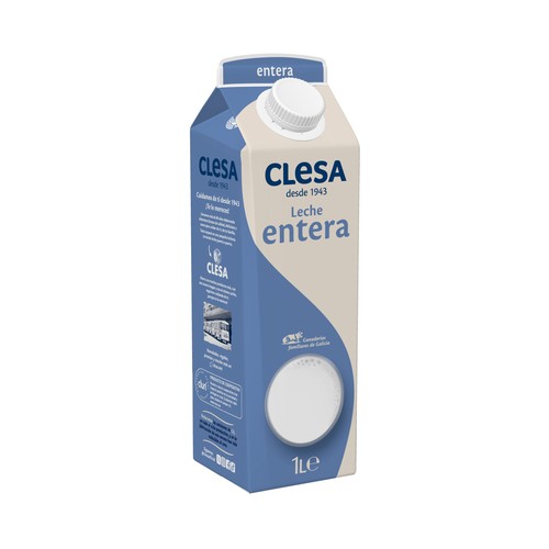 CLESA Leche de vaca entera procedente de vacas gallegas con bienestar animal Bienatur 1 l.