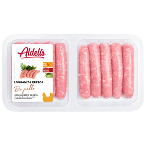 Imagen de Bandeja con 10 longanizas frescas de carne de pollo embutidas en tripa natural ALDELÍS