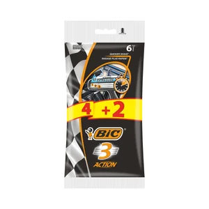 BIC Action Maquinilla de afeitar desechable, con 3 hojas y banda extra deslizante con aloe vera 4 uds.