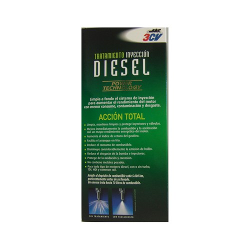 Tratamiento limpiador de inyección para vehículo con motores diésel, modelo Power Technology 500 mililitros, 3CV