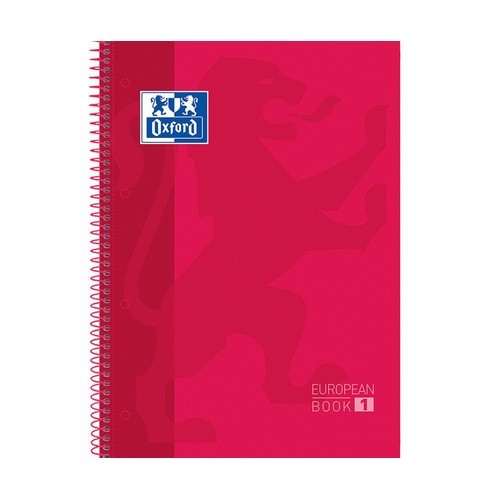 Cuaderno tamaño A4, 80 hojas con cuadrículas de 5 x 5, tapa extradura, color rojo, OXFORD.
