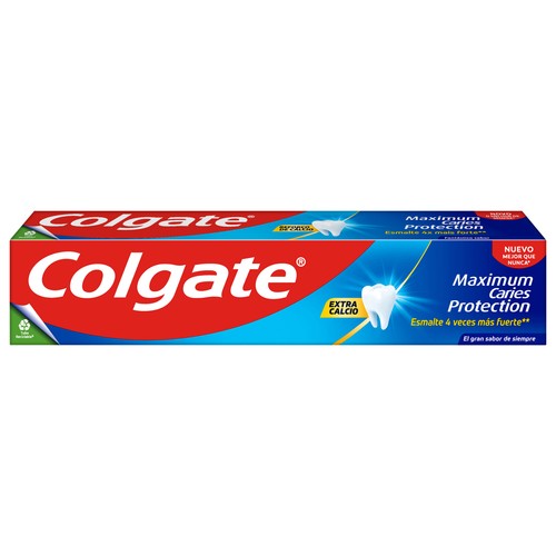 COLGATE Protección caries Pasta de dientes con flúor, calcio y protección frente a las caries con sabor a menta 75 ml.