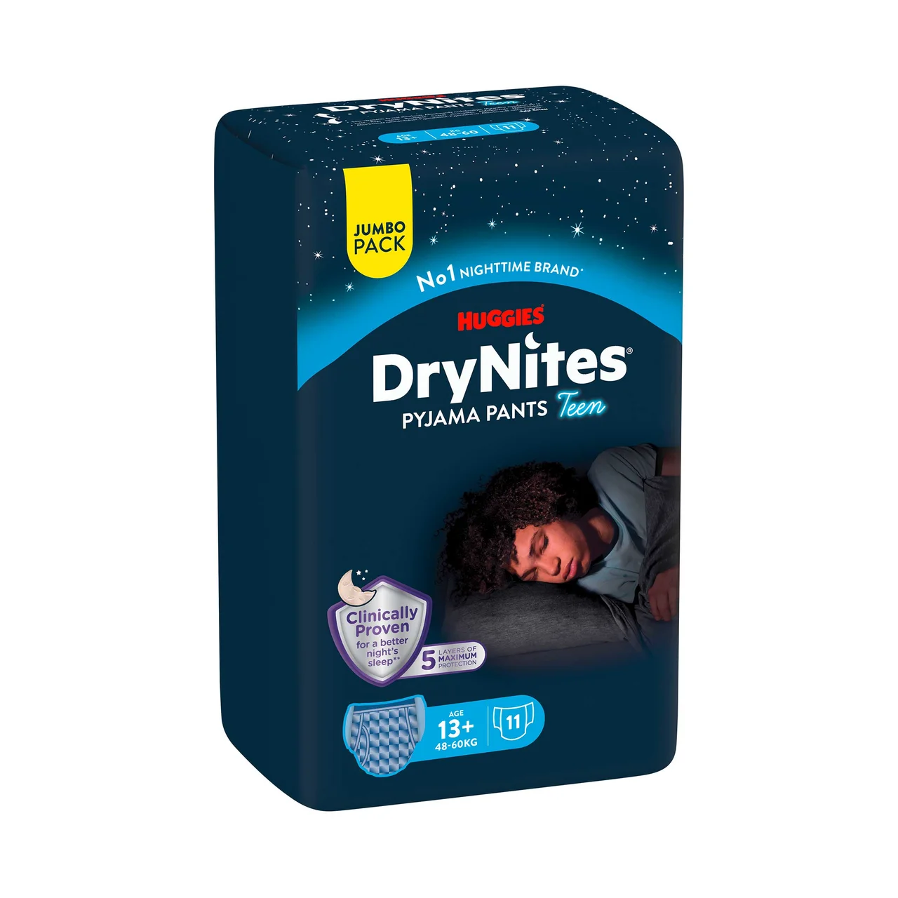 Pañales de noche (calzoncillos absorbentes) talla 13+ años, para niños de 48 a 60 kg. 11 uds.