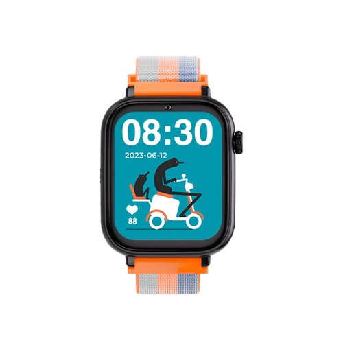 Smartwatch SAVEFAMILY SaveWatch Plus, Esfera Negra, Correa de Tela Acid Orange ".