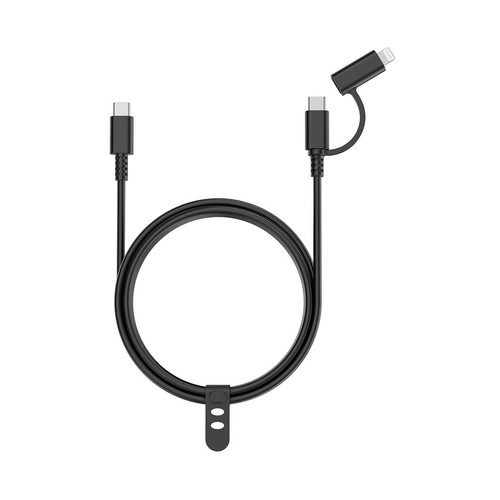 Cable USB C a USB-C/USB lightning QILIVE , longitud 1,2 metros, color negro