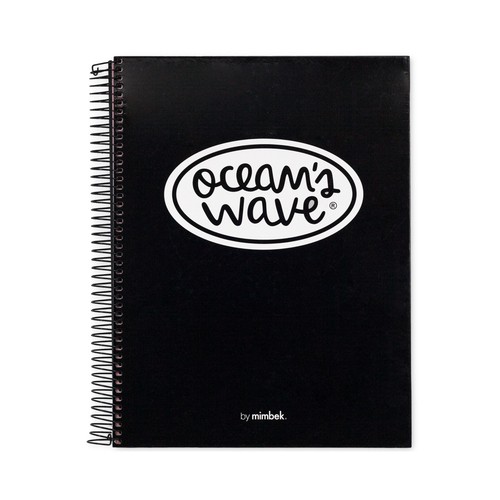 Cuaderno tamaño A5, 160 hojas de 5 x 5, 70gr, color negro, OCEAN'S WAVE.