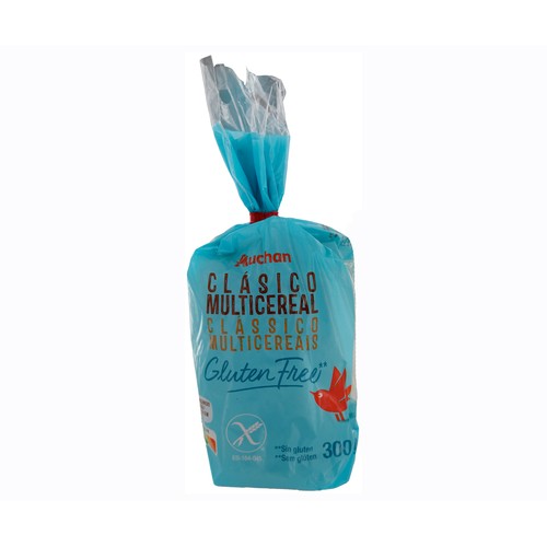 Pan de molde multicereales sin gluten PRODUCTO ALCAMPO 300 g.
