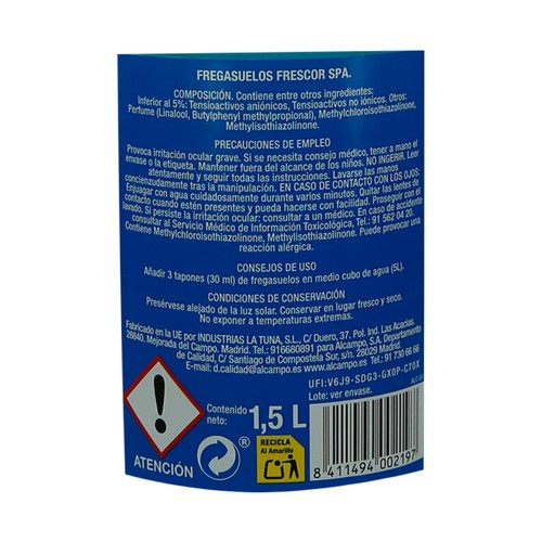 PRODUCTO ALCAMPO Fregasuelos concentrado aroma spa 1,5 l.