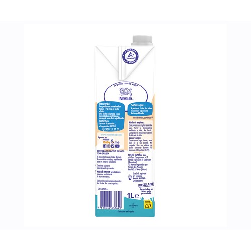 NATIVA Leche (2) de crecimiento con galleta María, de 12 a 36 meses de Nestlé 1 l.