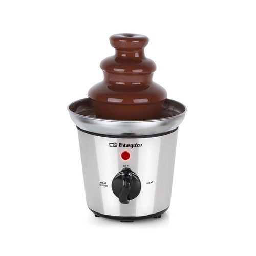 Fuente de chocolate ORBEGOZO FCH 4000, acero inoxidable, 3 pisos, base antideslizante.