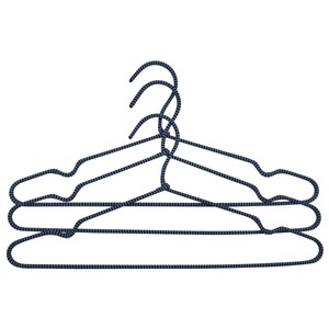 Imagen de Set de 3 perchas de acero y poliéster con barra, color azul diseño rayas, ACTUEL.