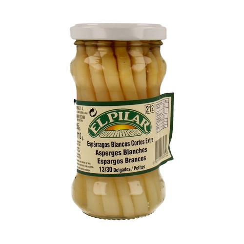EL PILAR Espárragos blancos extra 13/30 piezas frasco de 110 g.