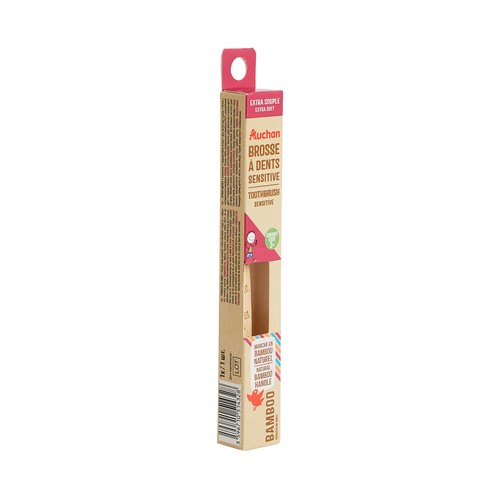PRODUCTO ALCAMPO Cepillo de dientes infantil (+ 3 años) con mango de bambú natural y filamentos extra suaves.