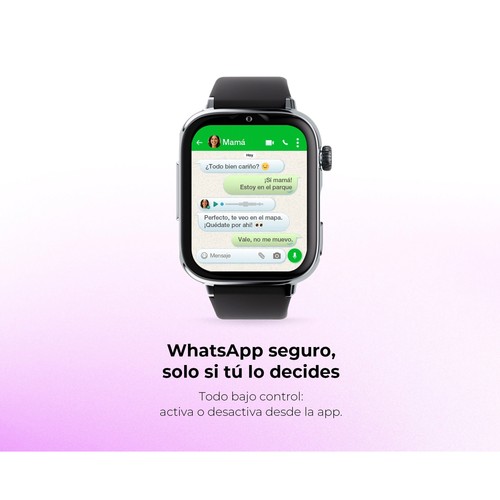 Smartwatch SAVEFAMILY SaveWatch Plus 2, Esfera Blanca, Correa de Silicona Black".