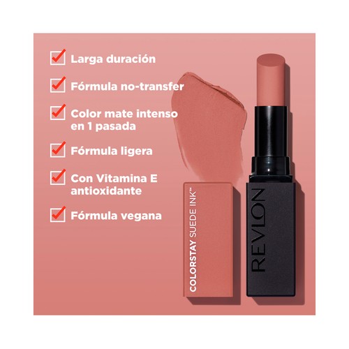 REVLON  Colorstay suede ink Tono 002 No rules Barra de labios de larga duración con acabado mate.