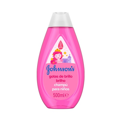 JOHNSON´S Gotas de brillo Champú infantil con aceite de Argán para un cabello suave y sedoso 500 ml.
