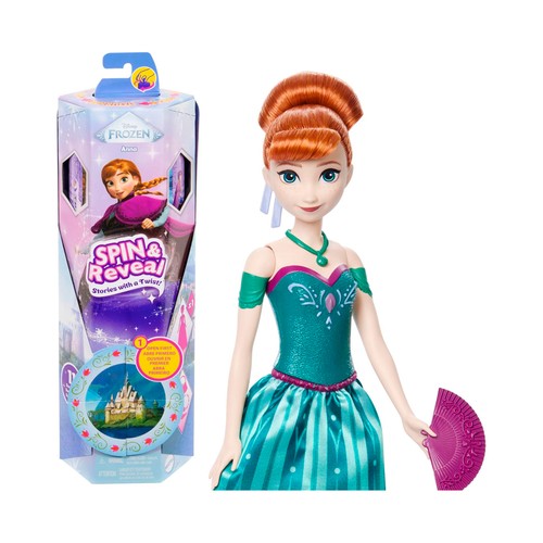 Disney Frozen Spin & Reveal Muñeca Anna +3 Años, MATTEL
