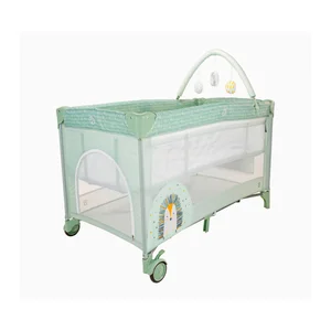 Cuna de viaje, dos ruedas con freno, hasta 15kg, diseño de erizo verde, ASALVO.