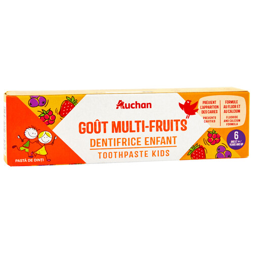 PRODUCTO ALCAMPO Pasta de dientes infantil (a partir de 6 años), con fluor y sabor a frutos rojos 50 ml.