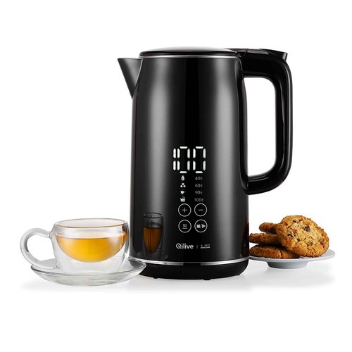 Hervidor de agua digital QILIVE Q.5377, 1.7L, 2200W, base 360°, pantalla led.
