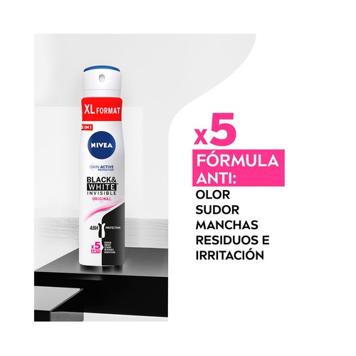 NIVEA Invisible Black & white original Desodorante para mujer en spray, con protección hasta 48 horas 2 x 200 ml.