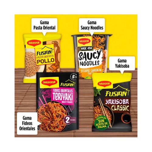 MAGGI Saucy Noodles fideos instantáneos sabor a pollo y sésamo 75 g.