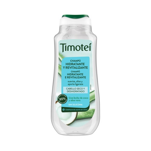 TIMOTEI Champú hidratante con aceite de coco y aloe vera, sin siliconas 300 ml.