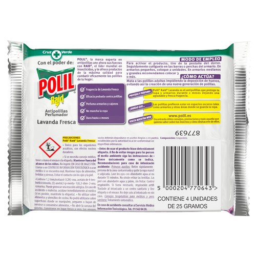 POLIL Antipolillas en colgador con aroma a lavanda Raid 4 uds.