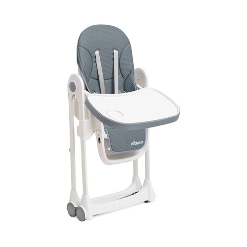 Trona plegable INTERBABY regulable en 3 posiciones, arnés de 5 puntos, color gris.