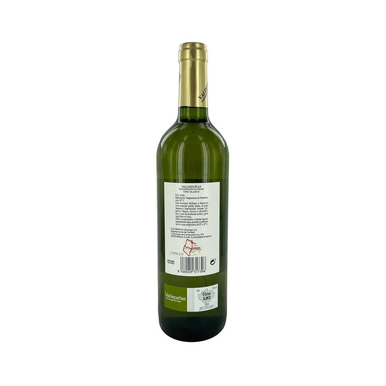 CERRO DE LOS PASTORES  Vino blanco con D.O. Valdepeñas botella 75 cl.