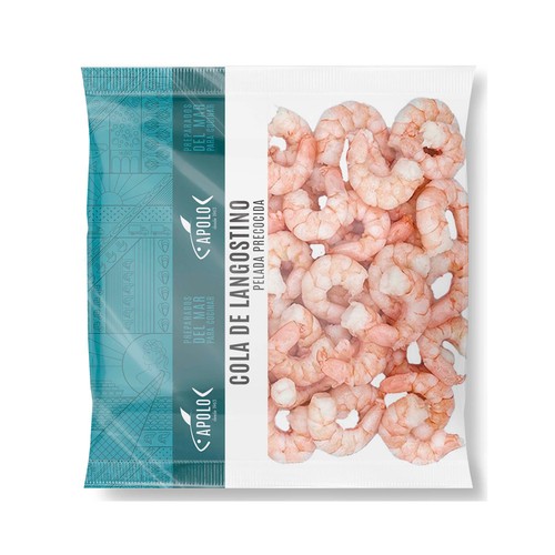 APOLO Colas peladas, precocidas y congeladas de langostinos Vannamei 50 / 70 APOLO 320 g.