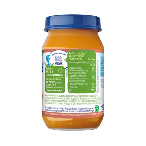 NESTLÉ Tarrito de verduritas con pavo, a partir de 6 meses 190 g.