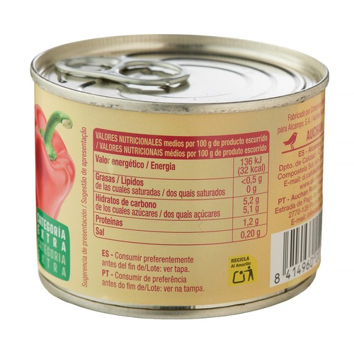 PRODUCTO ALCAMPO Pimientos rojos de categoría extra lata de 125 g