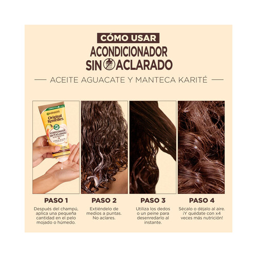 ORIGINAL REMEDIES Acondicionador ultra nutritivo sin aclarado, para cabello muy seco, difícil de controlar ORIGINAL REMEDIES de Garnier 200 ml.