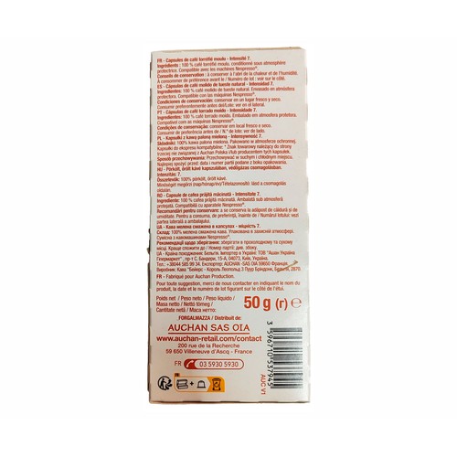 PRODUCTO ECONÓMICO ALCAMPO Café cápsulas espresso 10 ud 50 g .
