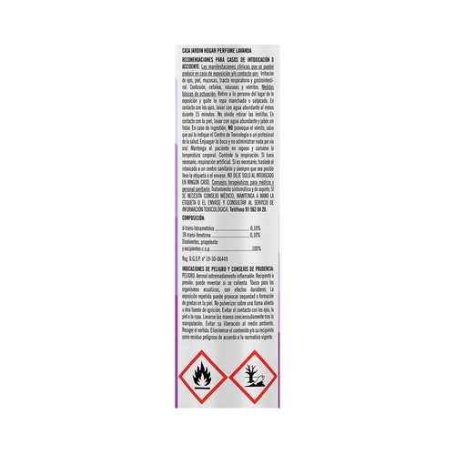 CASA JARDÍN Insecticida aerosol con olor a lavanda para todo tipo de insectos 600 ml.