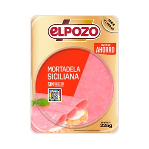 Imagen de EL POZO Mortadela siciliana sin gluten, cortada en lonchas 225 g.