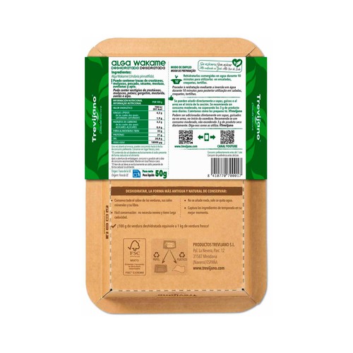 Alga Wakame deshidratada TREVIJANO 50 g