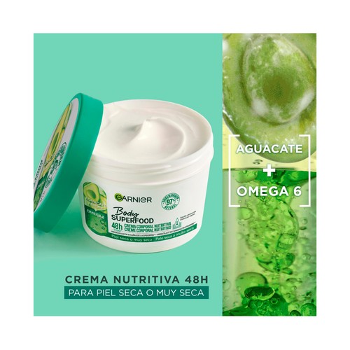 GARNIER Body superfood Crema corporal nutritiva para piel seca o muy seca 400 ml.