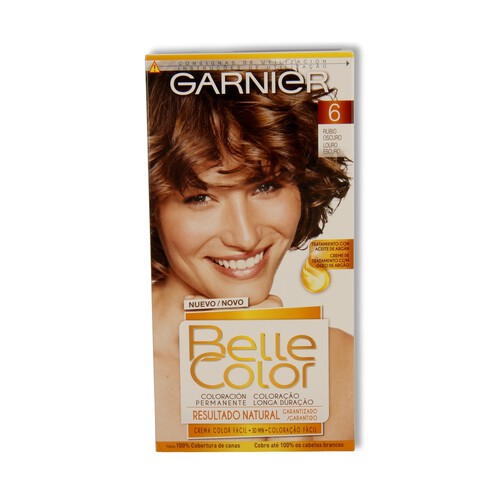 Tinte de pelo color rubio oscuro, tono 006 GARNIER Belle color.