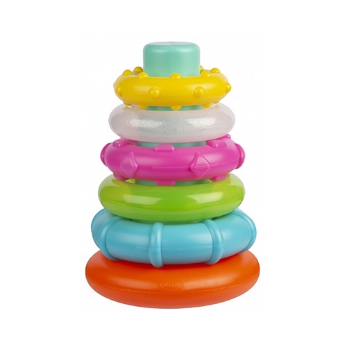 Pirámide de aros apilables con diferentes colores y texturas, PLAYGRO.