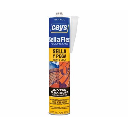 Sellador de poliuretano 300ml, color blanco, CEYS.